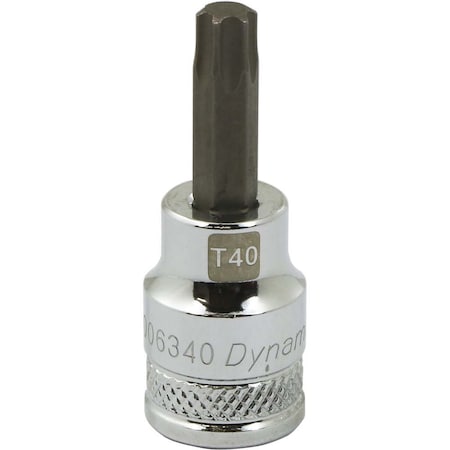Dynamic Tools 3/8 Drive Torx Head, T40 Bit Regular Length, Chrome Socket D006340